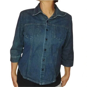 Willi Smith Womens Shacket Blouse Button Up Size Large